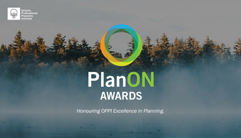 PLAN ON Award Logo in front of Ontario landscape