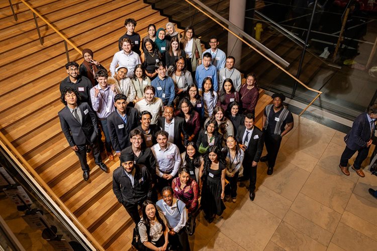 Group shot of many of the alumni and student volunteers who organized the Spring Reception. Photographs by Shiraz Ali