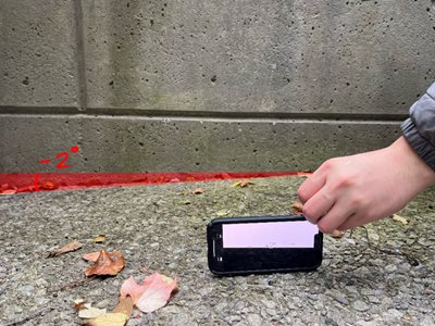 Landing on a ramp leading to a building on campus