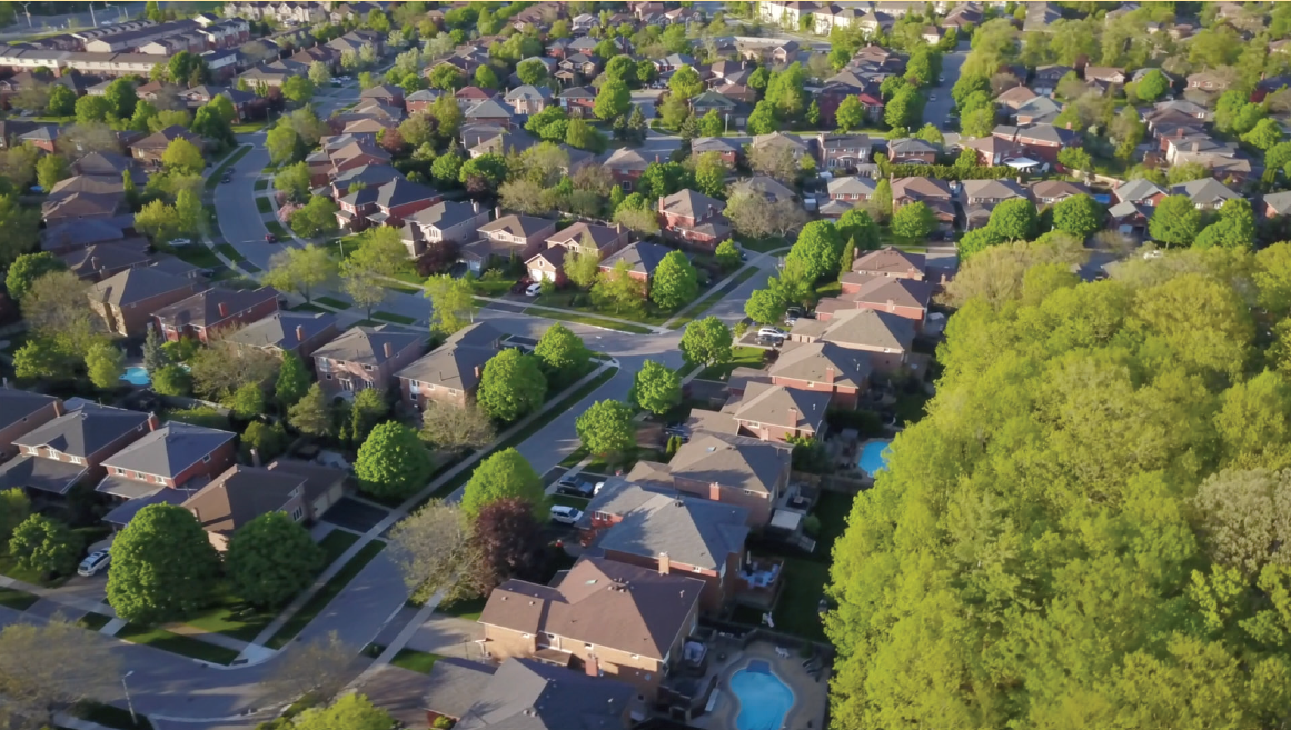 Aerial photo of a city subdivision
